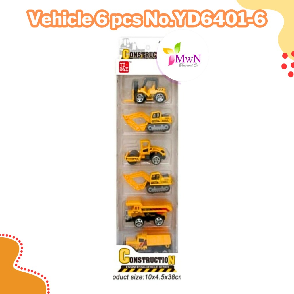 Mainan mobil construction truck metal diecast 6pcs
