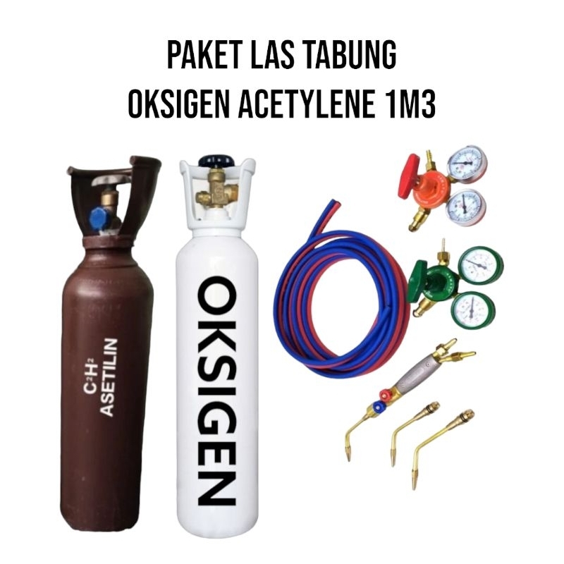 Paket Las Karbit Tabung Oksigen Acetylene 1m3/ Paket Las Karbit Tabung Kecil