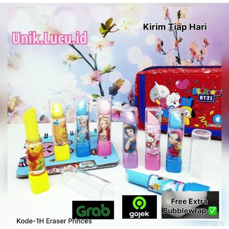 

PENGHAPUS PENSIL MODEL LIPSTIK/ 1H / PENGHAPUS PENSIL GAMBAR PRINCESS/ PENGHAPUS LUCU UNIK / PERLENGKAPAN SEKOLAH