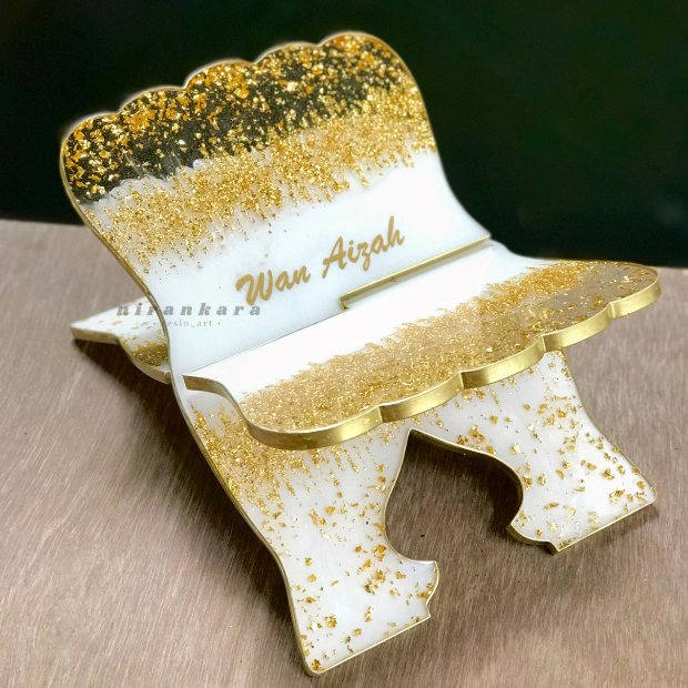RESIN REHAL AL QURAN MEJA NGAJI RESIN KADO UNIK MEJA BACA RESIN MOTIF