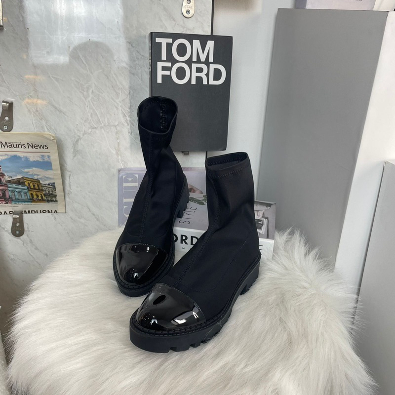 Promo Bulan Ini Heeled Boots 3Cm Leather Mix Glossy By Zara Import High Quality Fashion Shoes Sepatu