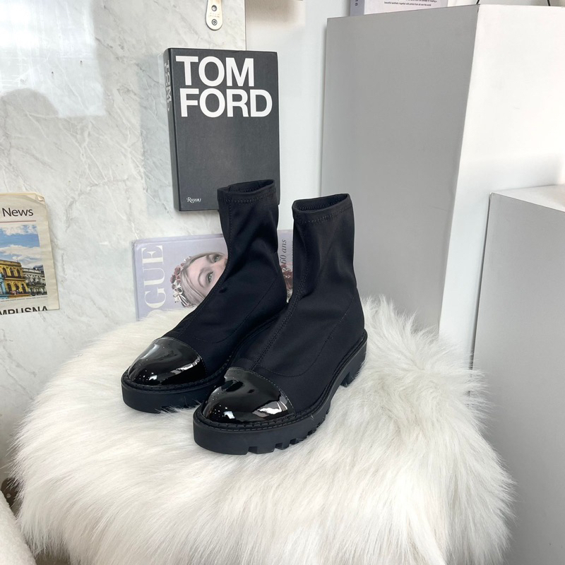 Limited Heeled Boots 3Cm Leather Mix Glossy By Zara Import High Quality Fashion Shoes Sepatu Wanita