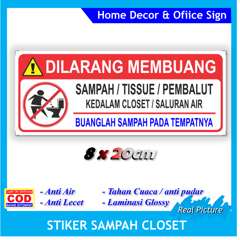 

Stiker Label New dilarang buang sampah closet kamar mandi sticker kebersihan WC anti mampet