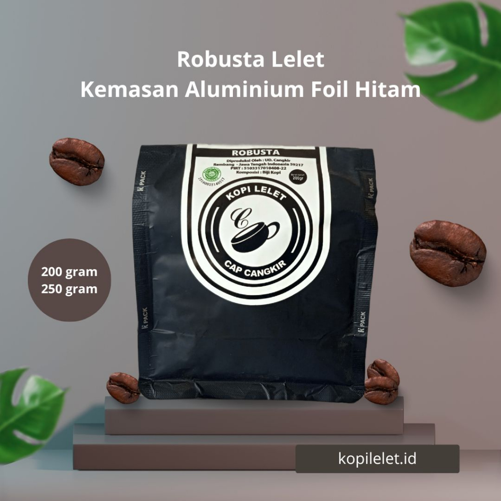 

Kopi Robusta Lelet Cangkir Khas Lasem Kemasan Aluminium Foil Black Hitam @kopilelet.id