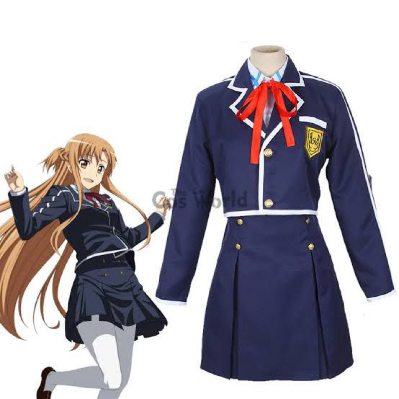 Sword Art Online Yuuki Asuna School Uniform Cosplay Costume Anime Female