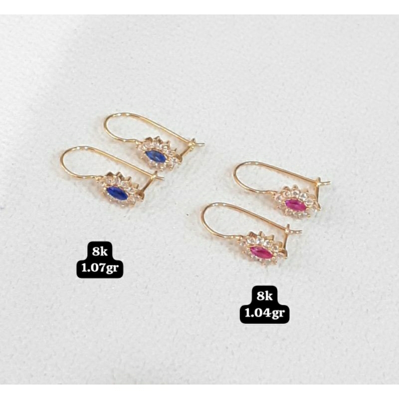 anting desi model batu biru ad putih