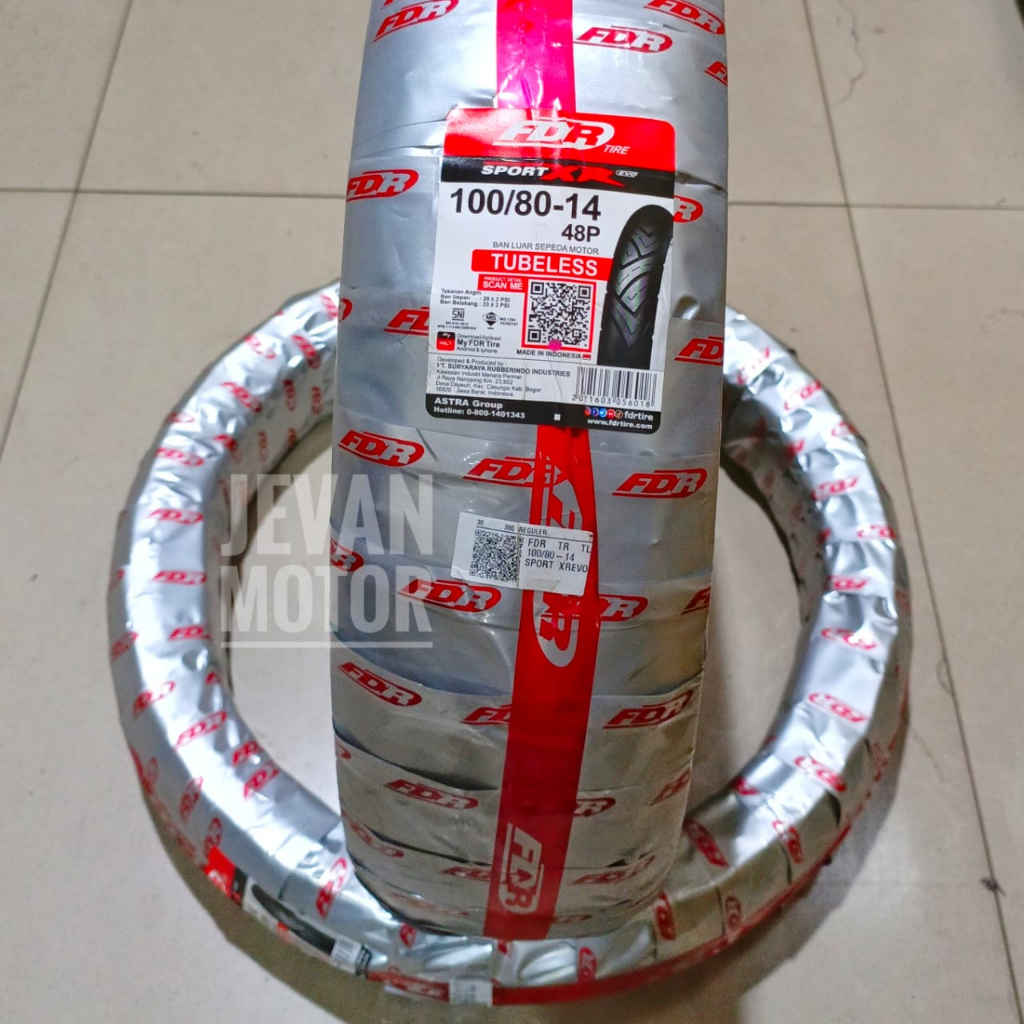 FDR Sport XR Evo 100/80-14 Tubeless / Ban Luar FDR Ring 14 Original