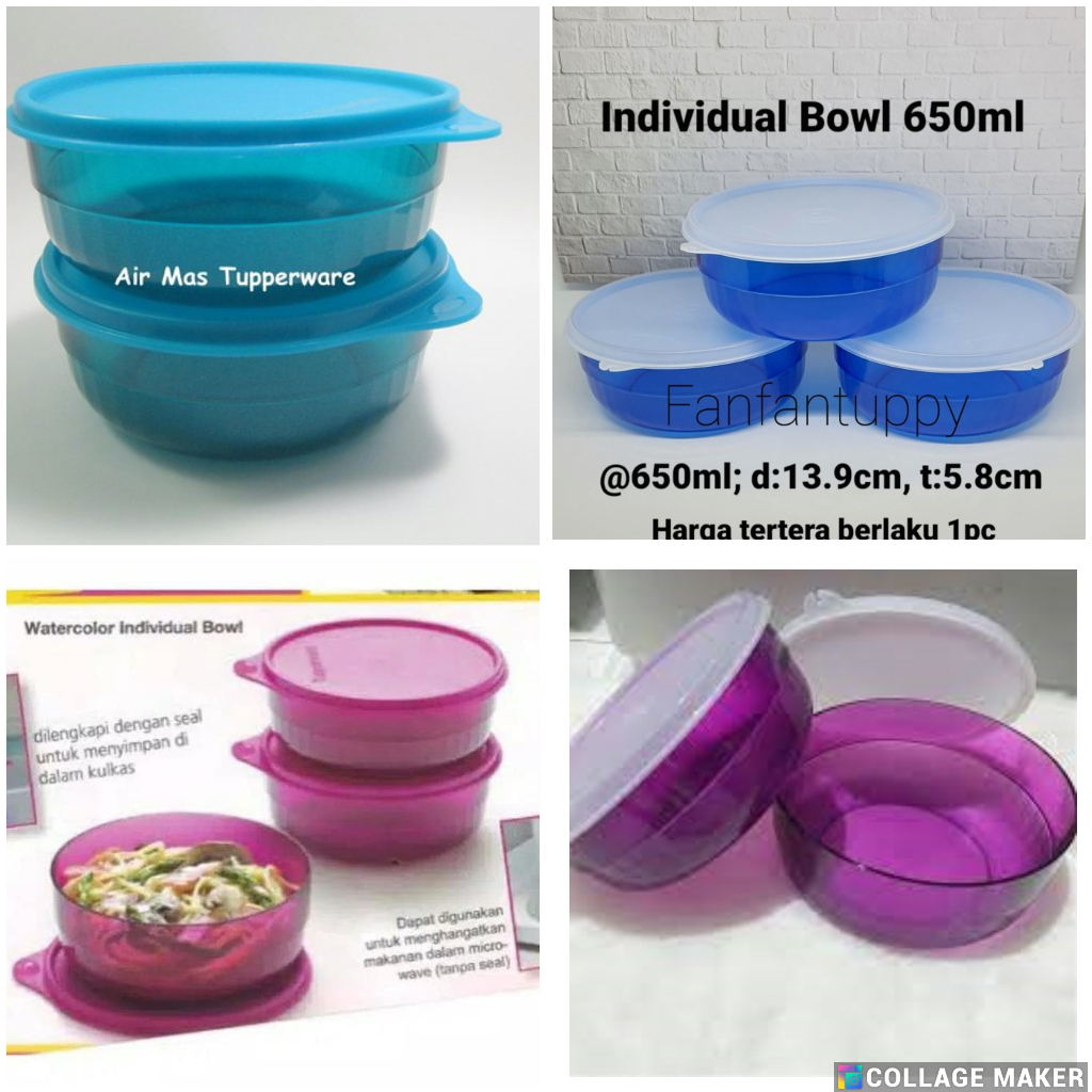 individual bowl 600ml tupperware bowl kristal