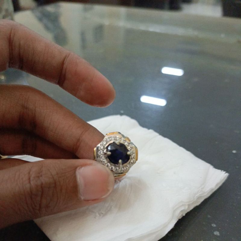 cincin Permata blue Sapphire + Memo Asli