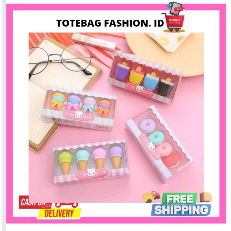 

✌ TTS ✌ COD - SMS S5673 Penghapus Set Cute / Penghapus pencil Model Ice Cream Donat