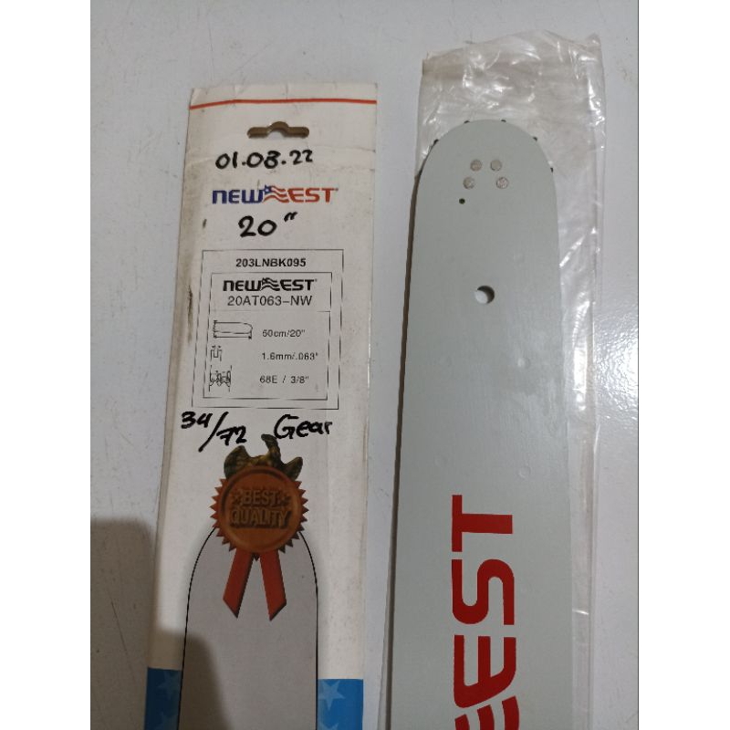 Bar Gear Guide Bar Chainsaw 20" Gear 34T/72 Newest Rantai Kasar