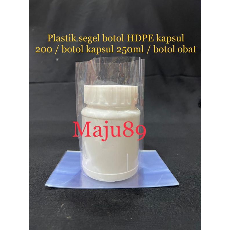 Plastik segel botol kapsul 250ml / botol obat /  botol HDPE kapsul 200 (1pack isi 50 pcs)