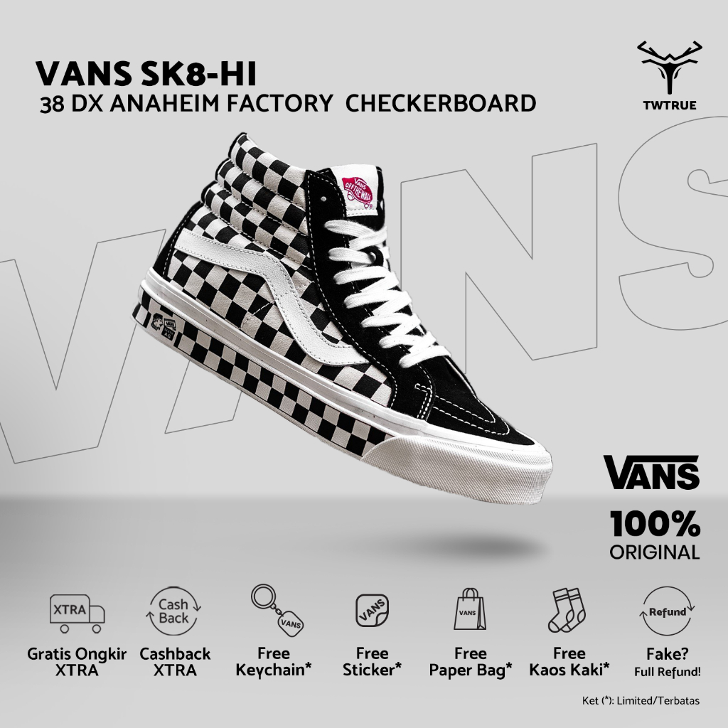 Sepatu Vαns | Vαns Sk8 Hi 38 DX Anaheim Factory Checkerboard | Vαns | Vαns Sk8 Hi | Original