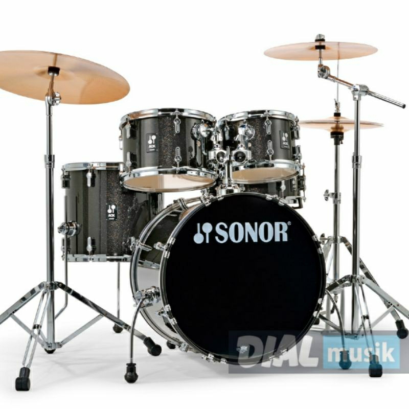Sonor AQX Black Midnight Sparkle Drum Set + Cymbal 5 PCS - Drum Set Original / BMS