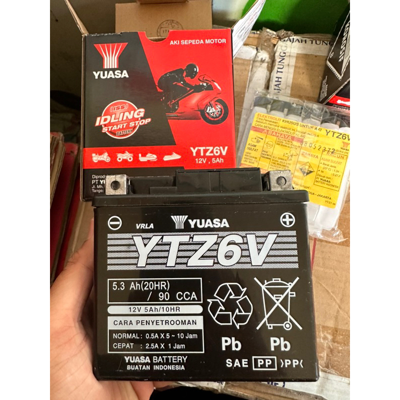 aki yuasa ytz6v 12v 5Ah aki kering yuasa ytz6v original yuasa aki kering vario 125 vario 150 aki ker