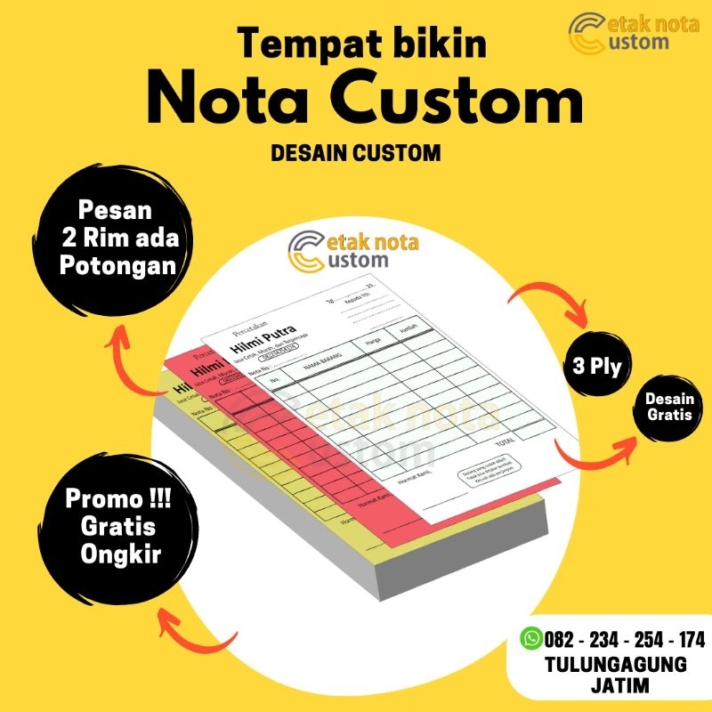 

Cetak Nota 3 ply 1/2 folio, 1/3 folio, 1/4 folio, 1/6 folio, 1/8 folio