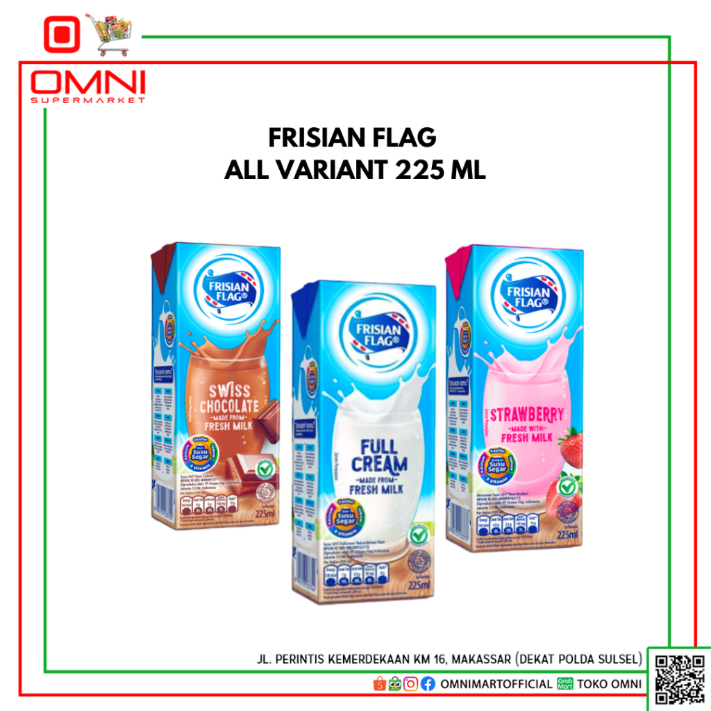 

SUSU FRISIAN FLAG UHT COKLAT/STRAWBERY/FULL CREAM 225 ML