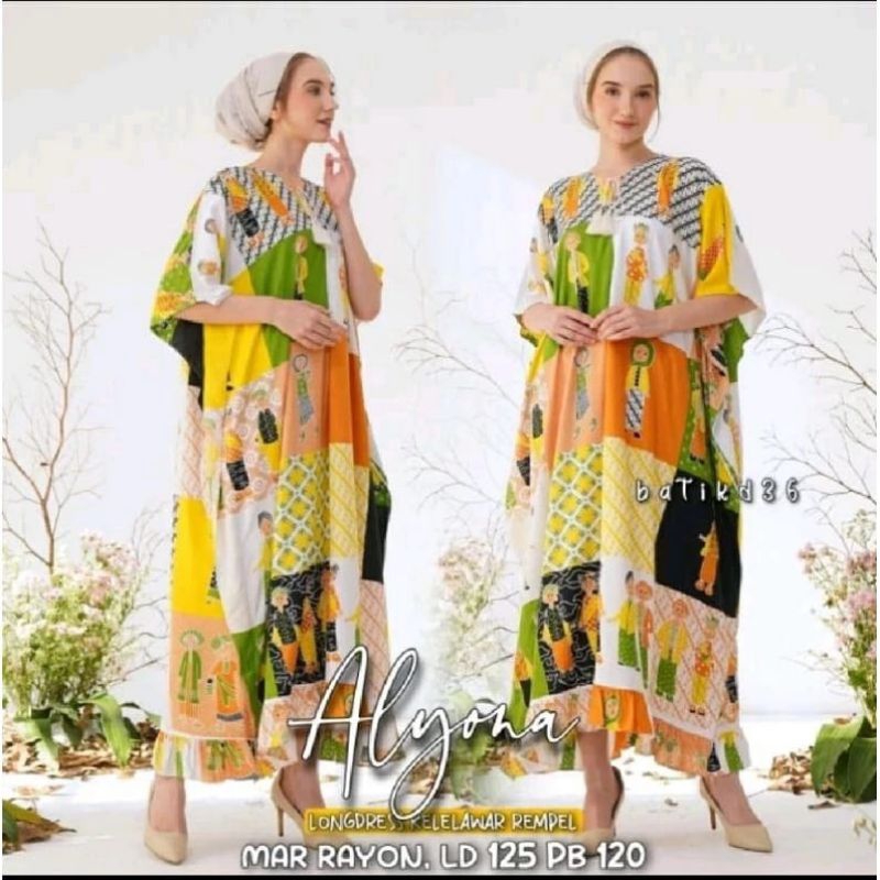LONGDRESS KAFTAN MEMORIES BU TEJO SEMERBAK BATIK ORIGINAL RAYON PREMIUM DASTER TERBARU DASTER BUMIL 