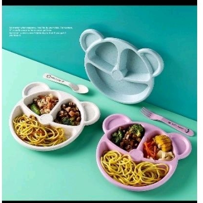 Piring Anak Mangkok Bayi Karakter Plus Sendok