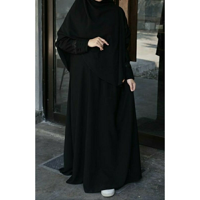 Abaya Jetblack polos kain Jetblack Premium grade A size M L XL gamis simpel