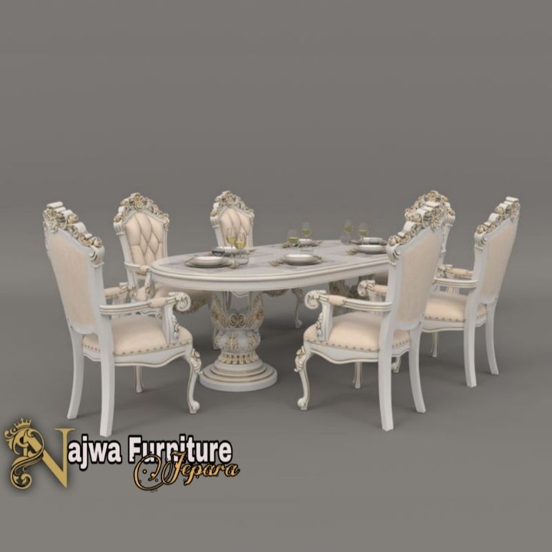 SET KURSI MAKAN MEWAH KURSI MAKAN CUSTOM MEWAH MEJA MAKAN MEWAH UKIR DUCO