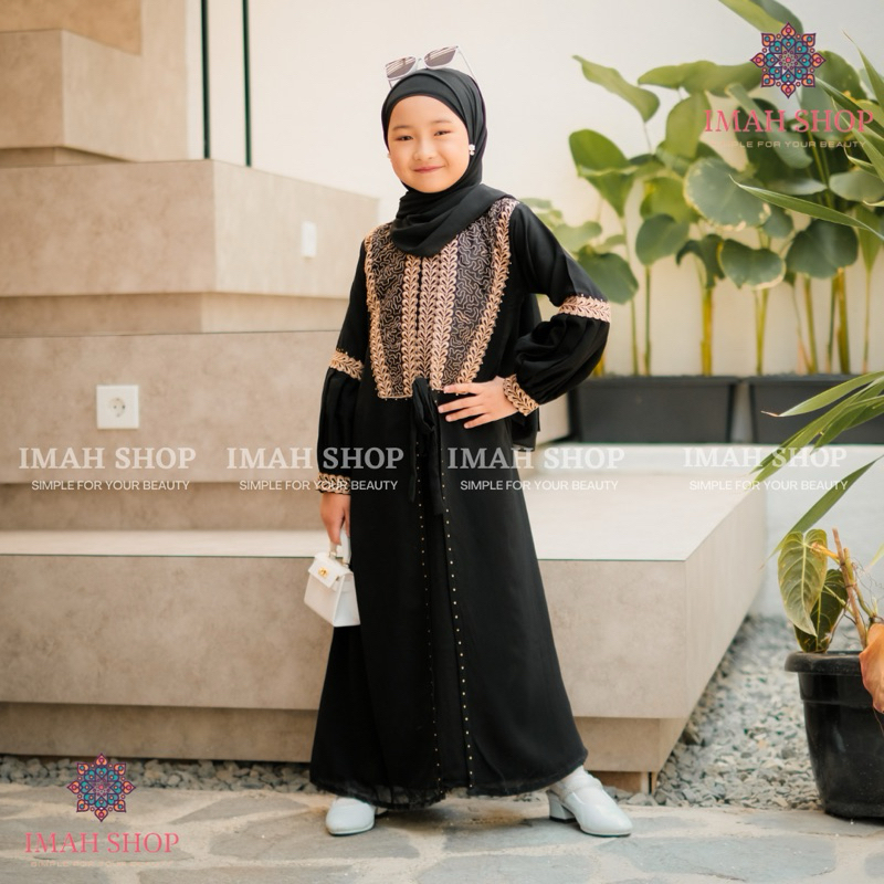 Abaya Gamis Anak Perempuan Dress Maxi Arab Saudi Bordir Zephy Turki Umroh Dubai Turkey Renda Impor 828 By Imah Shop