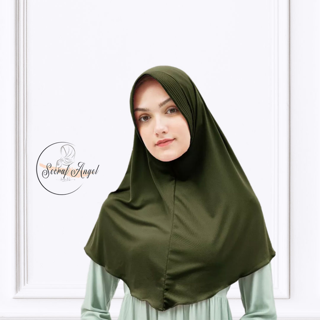 BERGO JERSEY WARNA ARMY GRADE A+ / HIJAB BERGO / KERUDUNG SEKOLAH / JILBAB SPORT / HIJAB INSTANT / K
