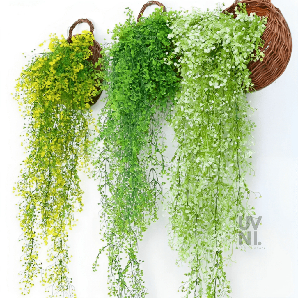 Daun Anggrek Juntai Plastik Daun Lonceng Artificial Dekorasi Tanaman Hias