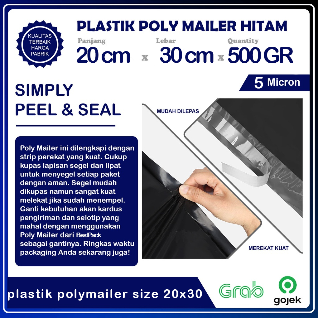 

PLASTIK POLYMAILER UK 20X30 TEBAL 5 MICRON SATUAN 500GRAM / PLASTIK ONLINE SHOP / PLASTIK POLYMAILER HITAM GLOSSY