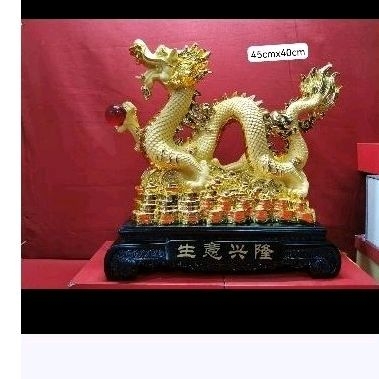 Patung Pajangan Naga Mas Fengshui wan cai mas
