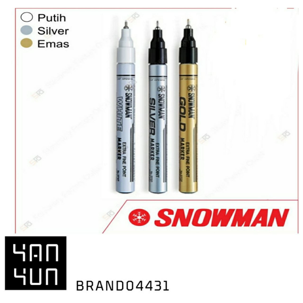

Spidol Snowman Paint Marker Extra fine point- emas silver putih - putih