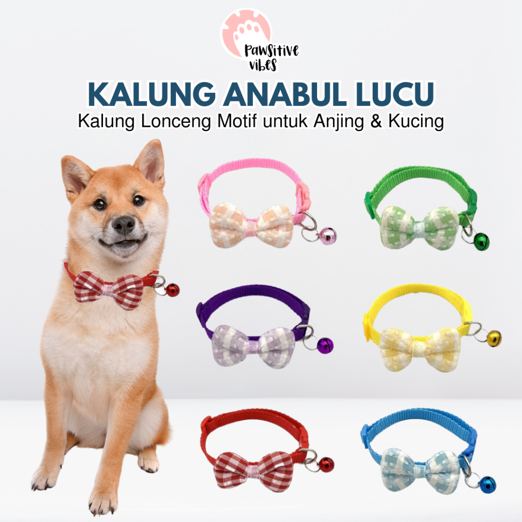 KALUNG KUCING ANJING MOTIF KOTAK KOTAK MURAH | CAT DOG COLLAR | KALUNG LONCENG MOTIF ANJING KUCING