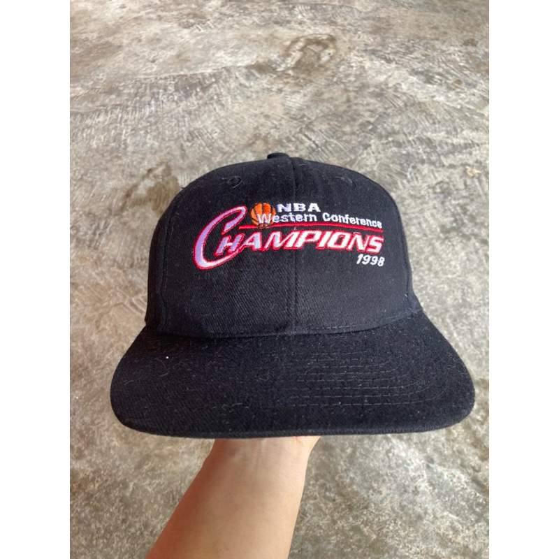 Topi NBA Vintage 1998 Utah Jazz Western Conference Champions NBA Snapback Hat Cap 90’s