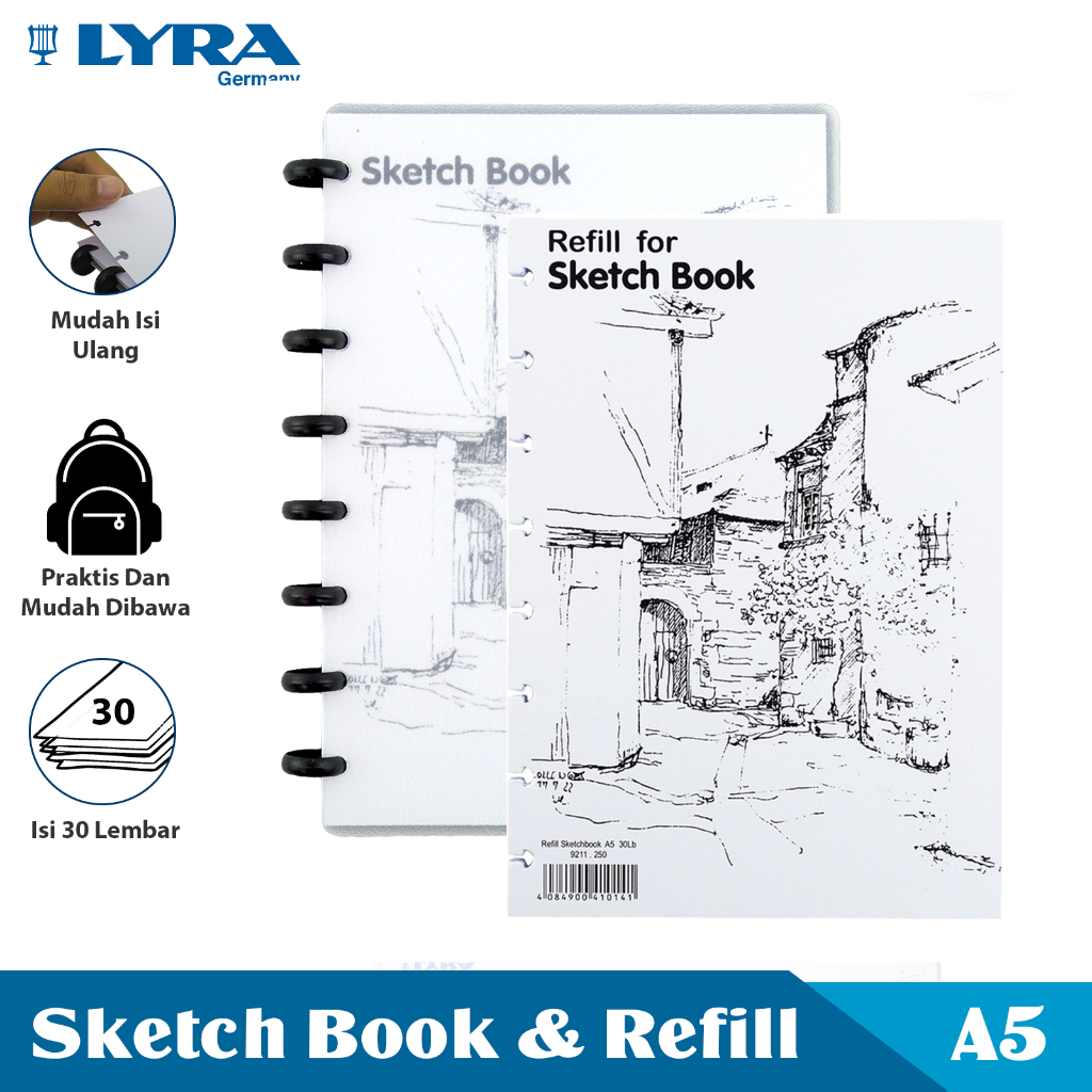 

LYRA COMBO 2 Buku Sketsa dan Refill Ukuran A5 30 Lembar Sketch Book Binder Buku Bergambar LYR-921025