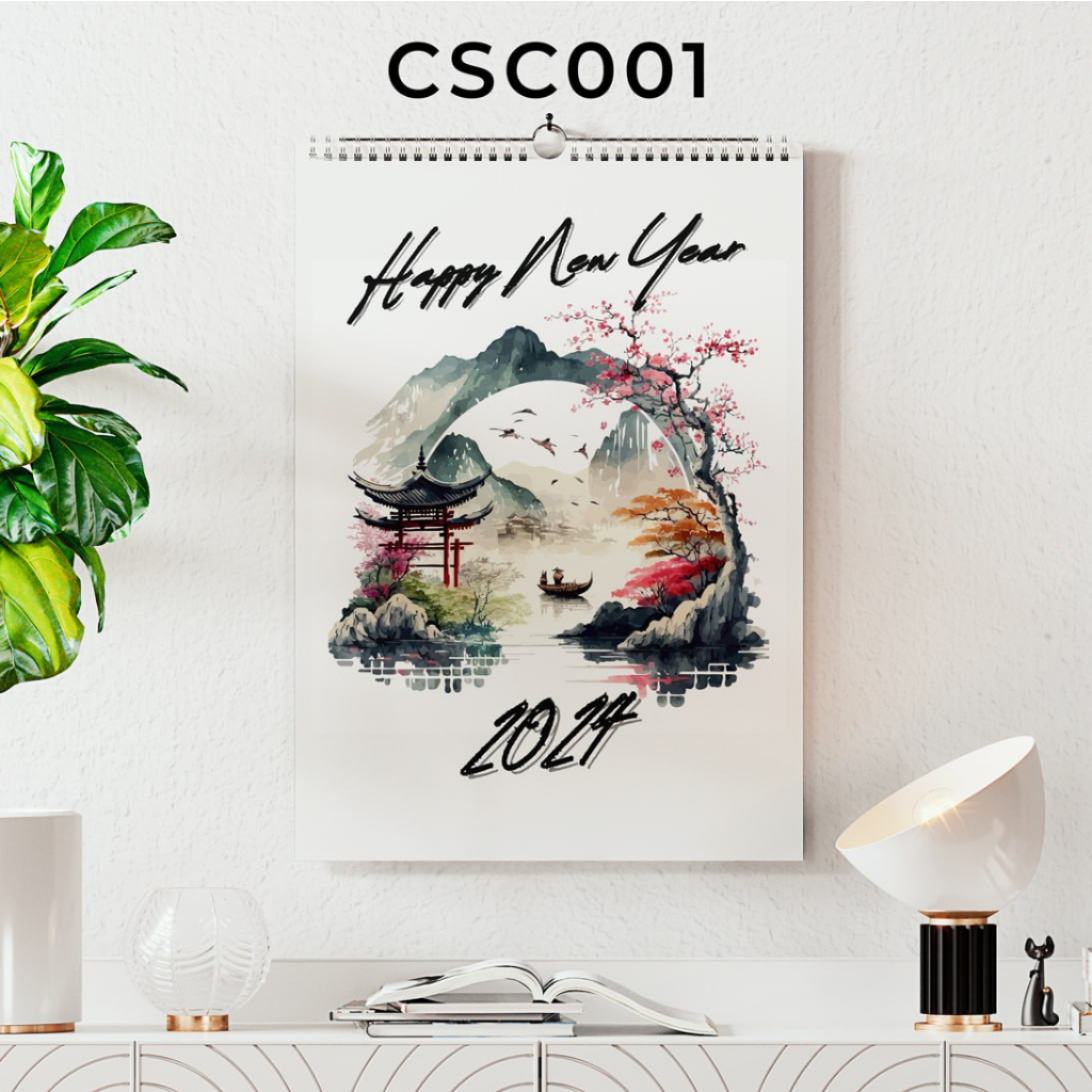 

Kalender Dinding Spiral 2024 Aesthetic Chinese Style Kalender Gantung Calender unik hiasan estetik