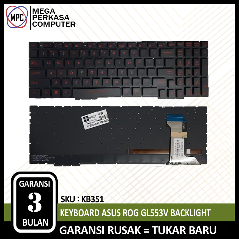 Keyboard for Asus GL553V GL553VD GL553VE GL753VD Backlight
