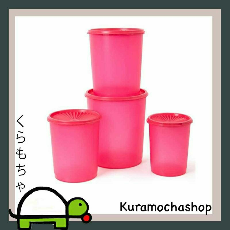 Toples Snack 4 Ukuran Large, Medium, Small, Mini Canister Tutup Kipas Tupperware