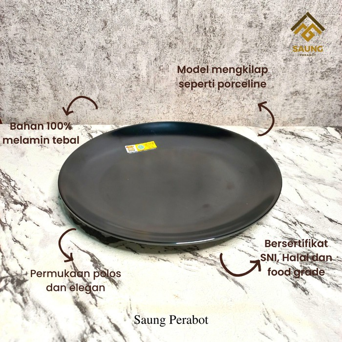 Piring Makan Bulat Melamine P1009 Golden Dragon 9 inch Melamin