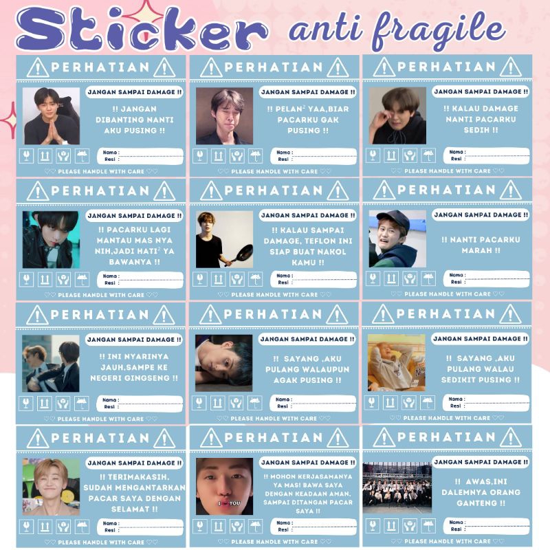 

STICKER ANTI FRAGILE KPOP/STICKER ANTI FRAGILE NCT || UBAH EKSPEDISI KE ANTERAJA ATAU J&T YA !!!!