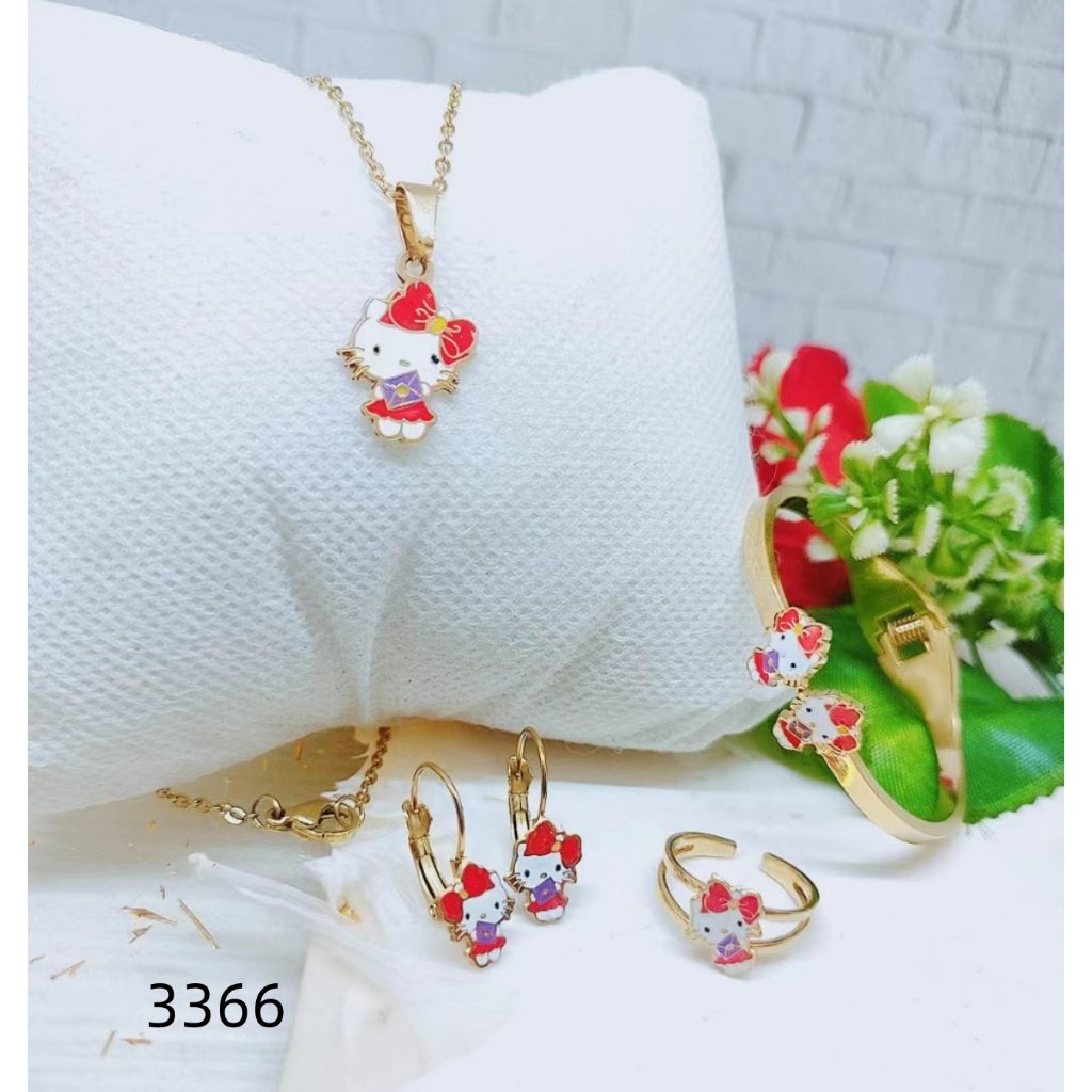 CL Set Titanium Anak 3365 3366 Perhiasan Kalung Gelang Dan Anting Cincin