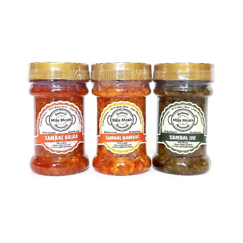 

Paket Hemat Tiga Sambal Homemade Mila Meals - Sambal Bawang Sambal Bajak Sambal Ijo