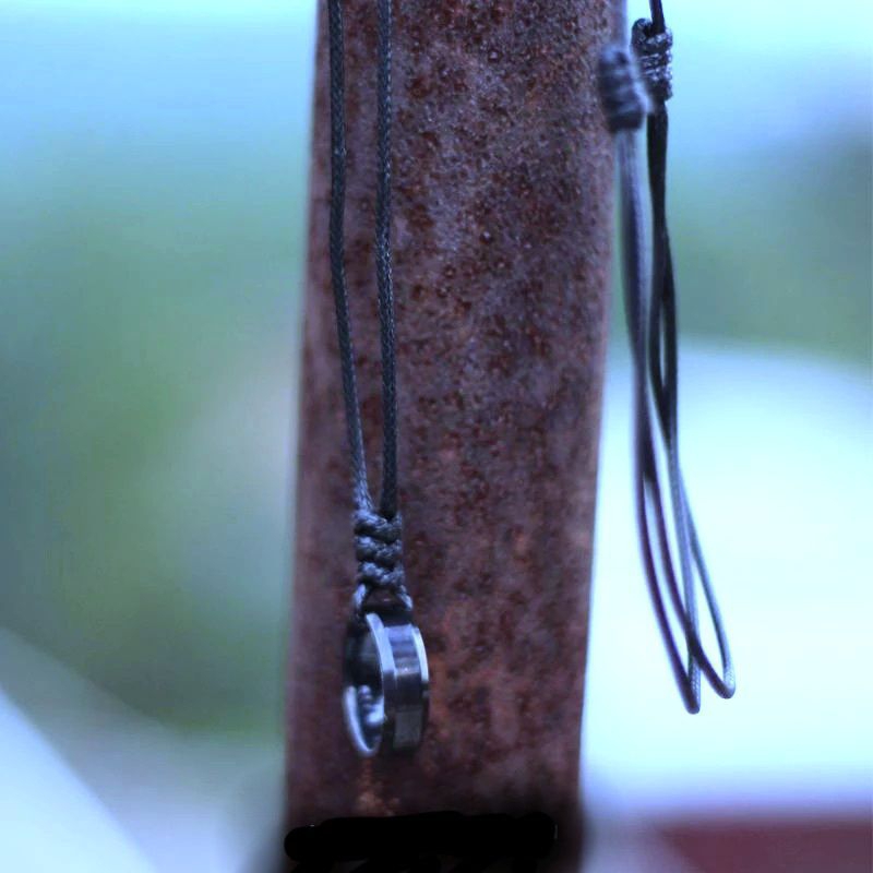 Kalung Cincin Hitam | Kalung Pria / Wanita | Kalung Tali | Stainles steel