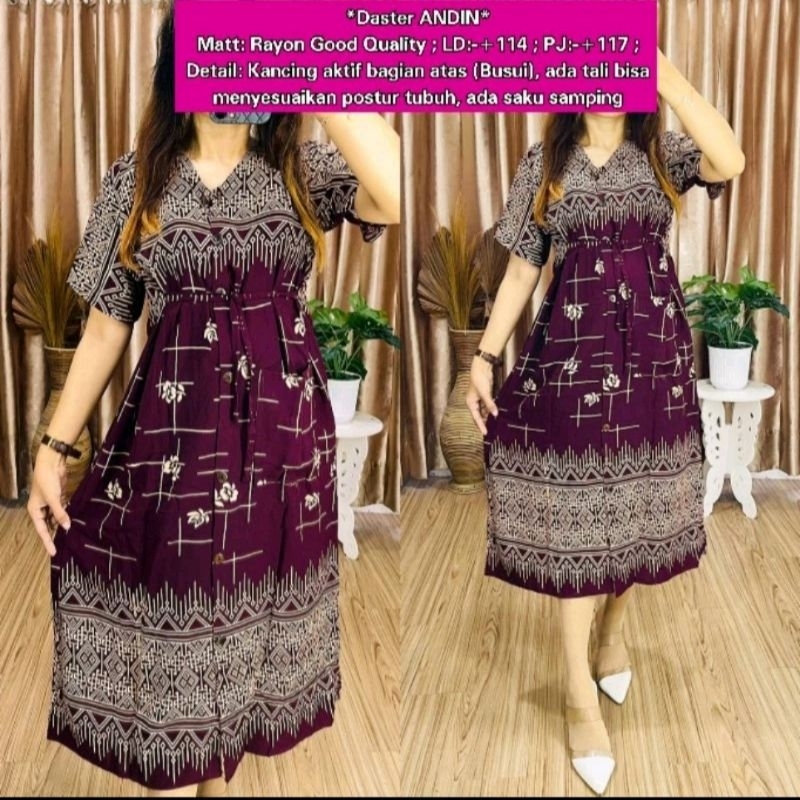 Daster Andin Pagar / Daster Andin Motif / Daster Andin Rayon / Daster Busui