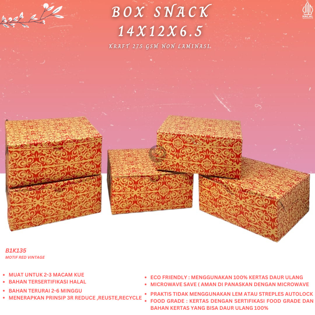 

Box Snack Dus Kue Snack Box 14x12 (B1K135-14X12X6.5 Cm)