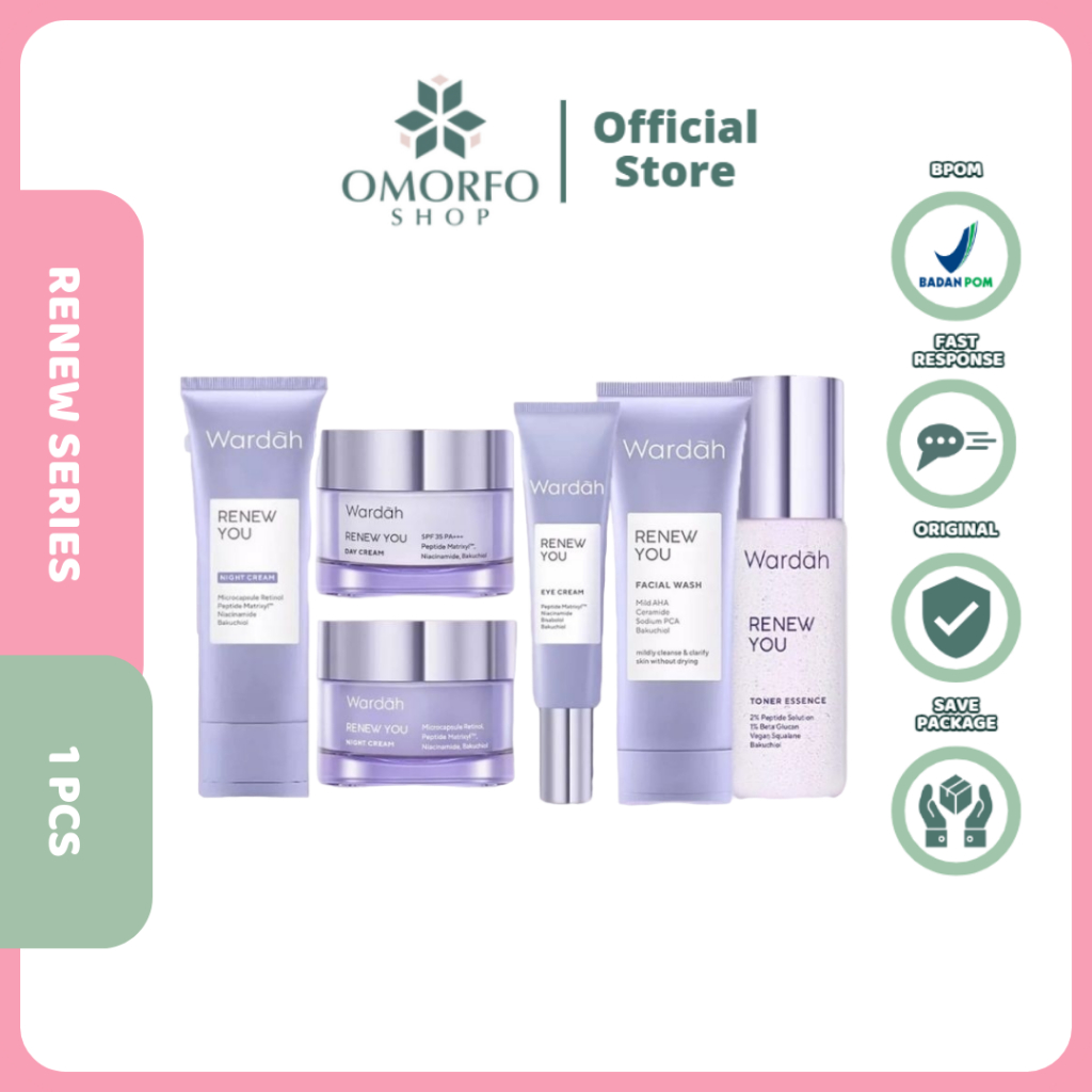 [Omorfo]  Wardah Renew You Series Anti Aging Terbaru | Anti keriput | Day Night Cream Facial Wash Se