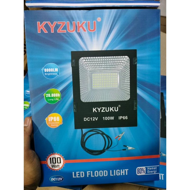 Lampu sorot tembak DC Aki 100 watt 60 LED DC 12V