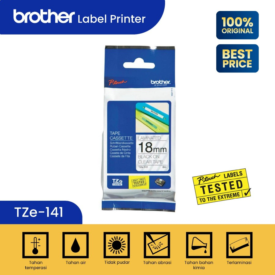 

Brother Label Tape TZE-141 18MM Black On Clear