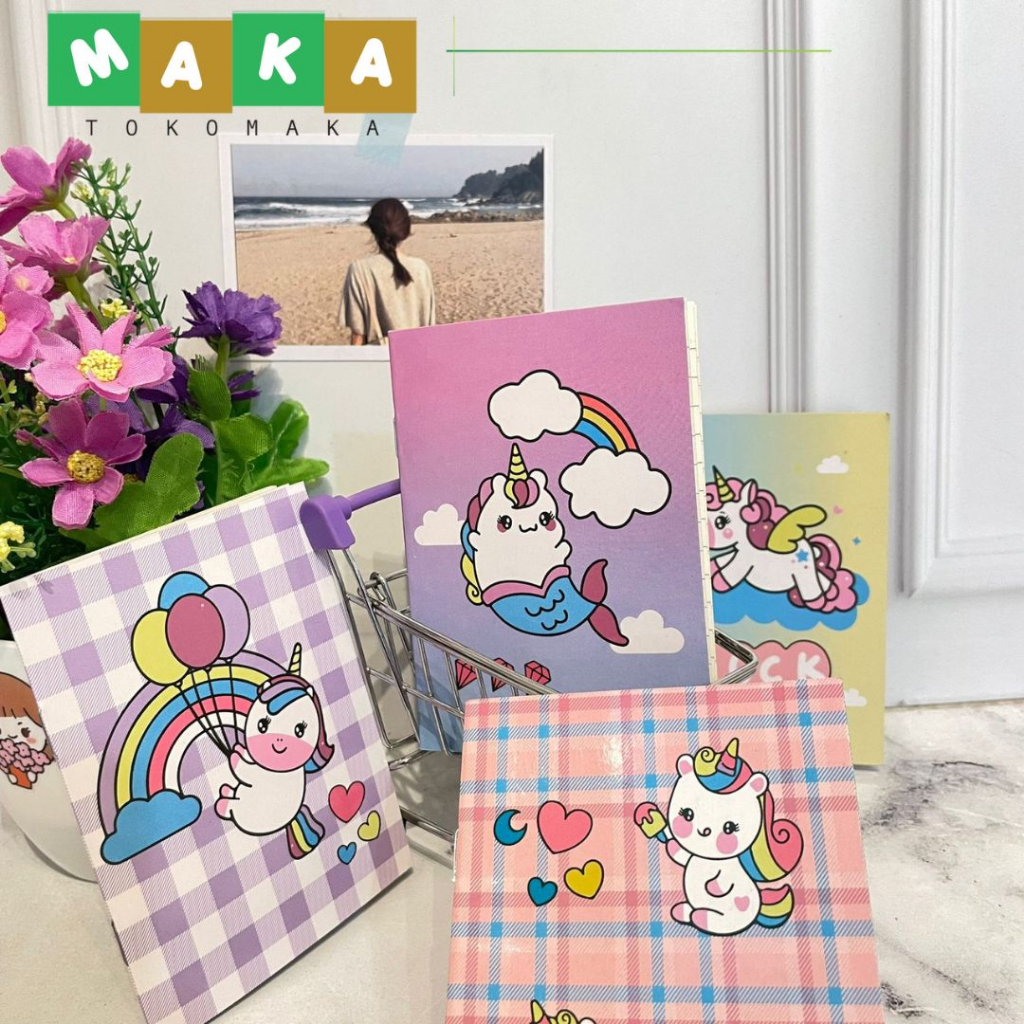 

buku tulis bergaris unicorn kuda poni a6 buku catatan kecil buku mini bergaris perlengkapan sekolah alat tulis kantor