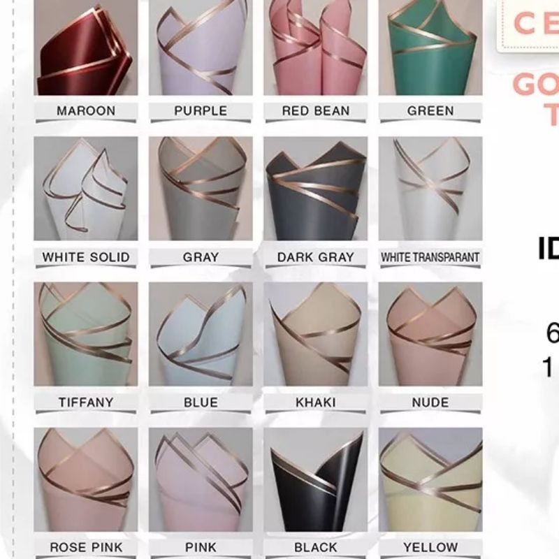 

( isi 20 pcs ) Kertas Bucket Flower wrapping list Gold
