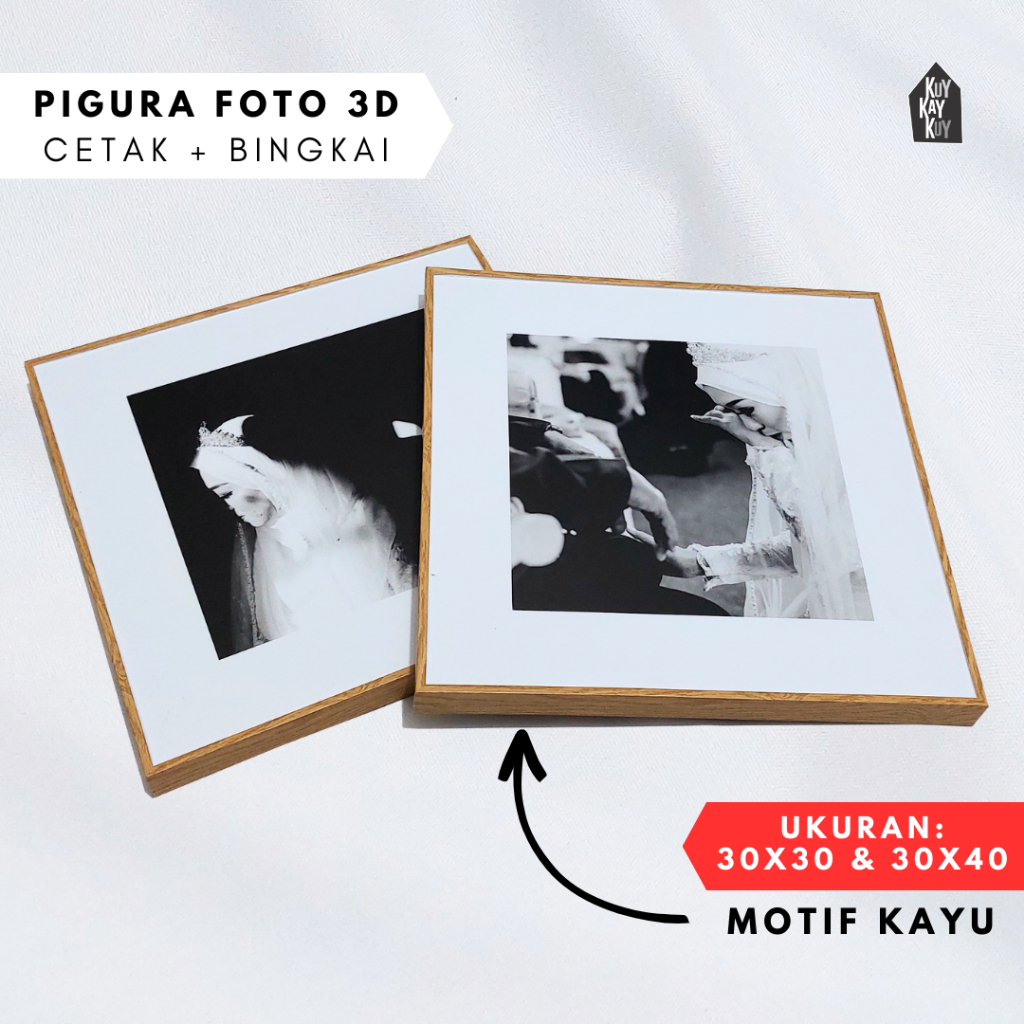 CETAK FOTO BLOK UKURAN 30x30 CM dan 30x40 CM - BINGKAI FOTO AESTHETIC FRAME BLOCK TEBAL TANPA KACA M
